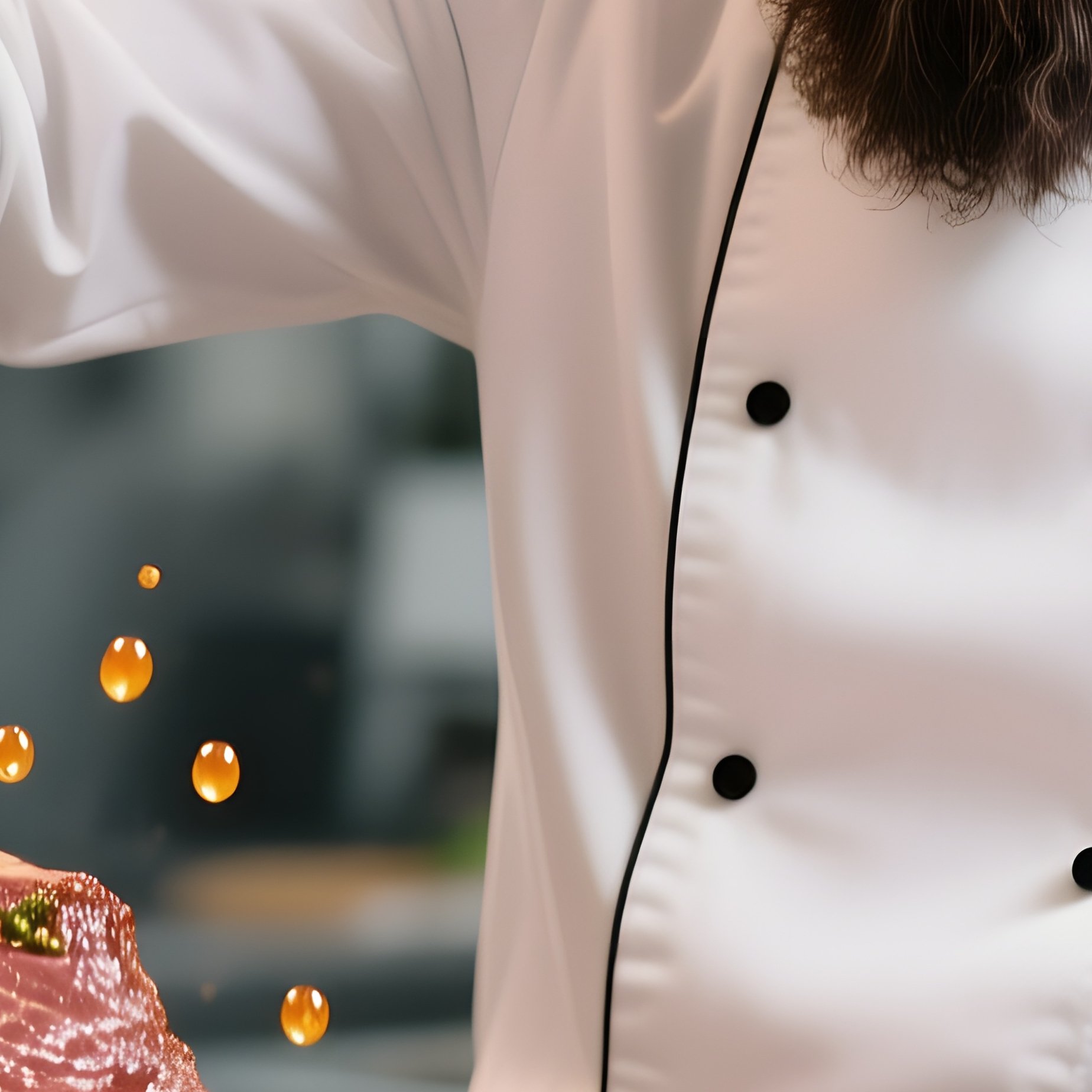 A Charismatic Chef In A Bustling Kitchen Flips A Sizzling Steak, His Pepper‑Spiced Beard Catching - Full Resolution Quality Preview