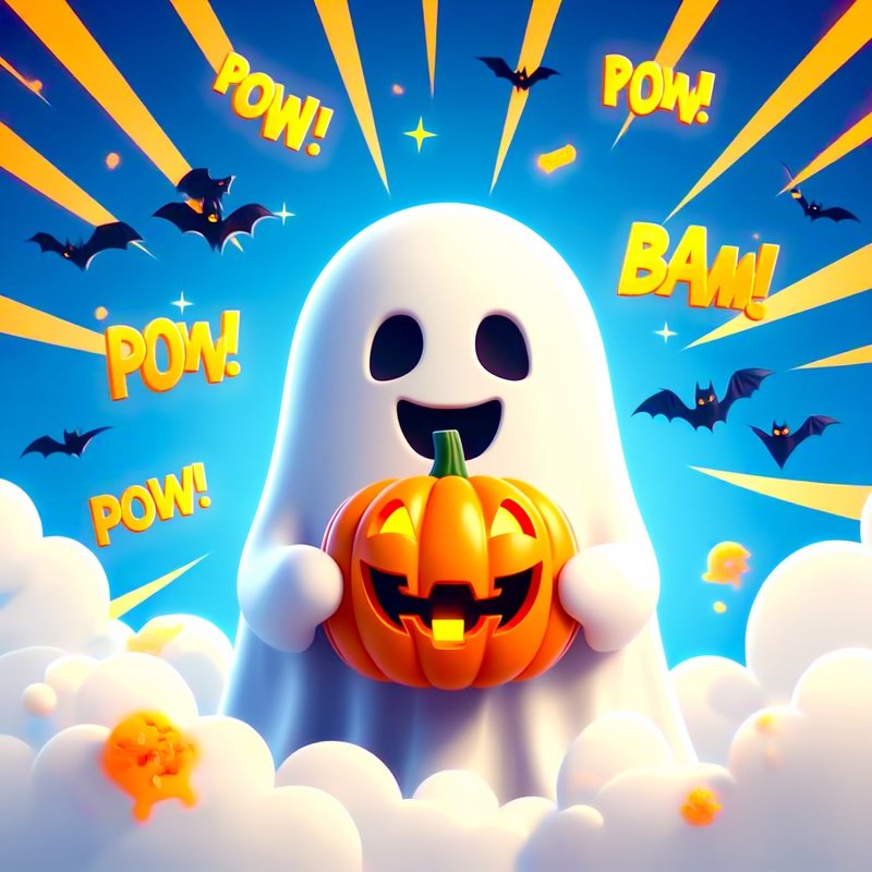 A Cheerful Ghost Holding A Pumpkin Halloween Ghost