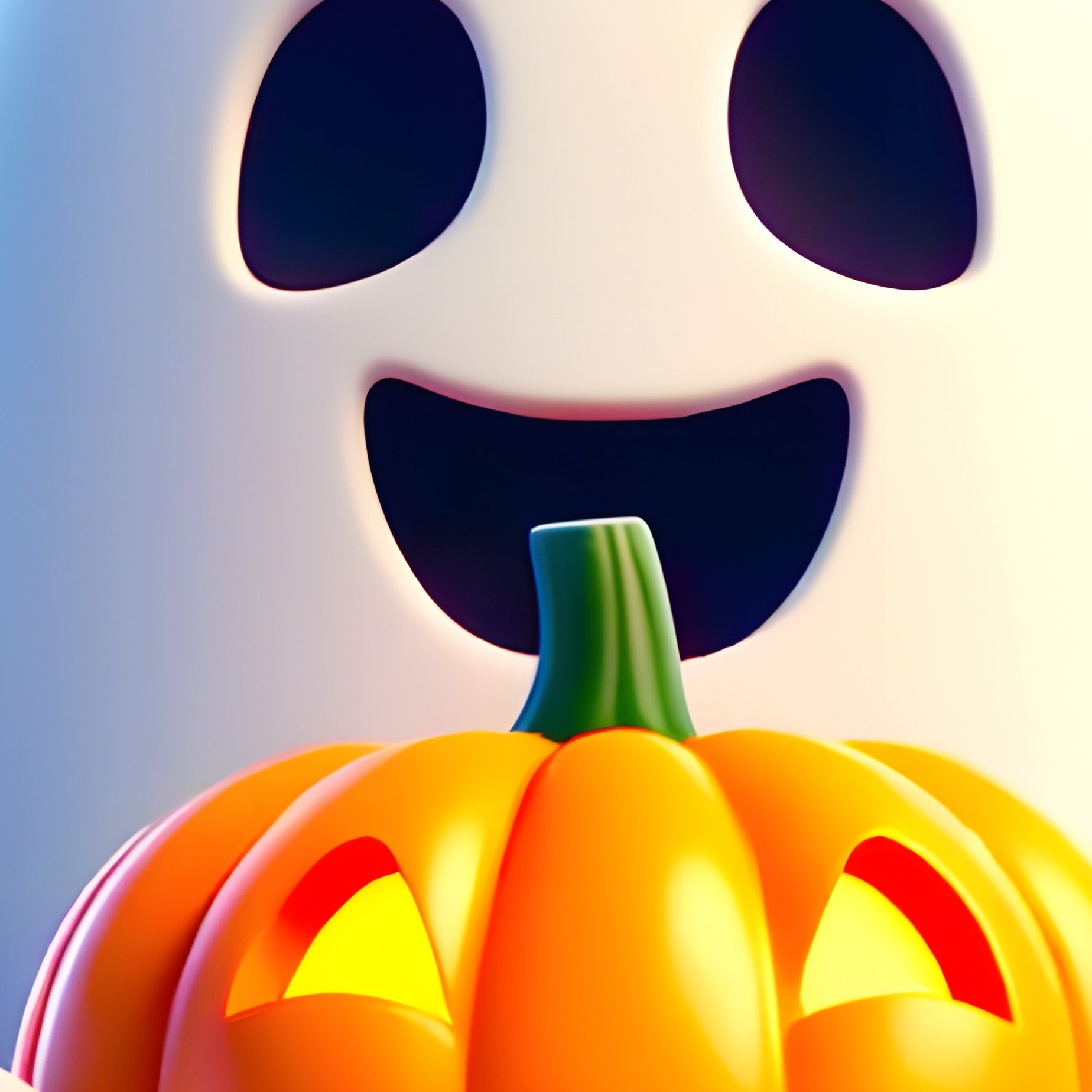 A Cheerful Ghost Holding A Pumpkin Halloween Ghost - Full Resolution Quality Preview