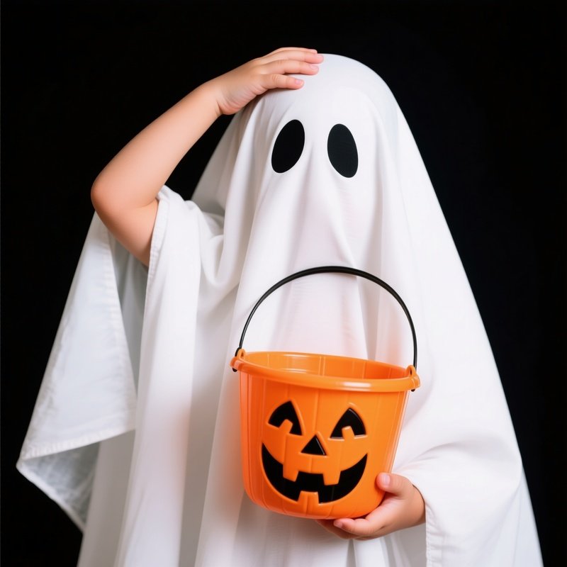 A Child Dressed As A Ghost For Halloween Halloween Costume