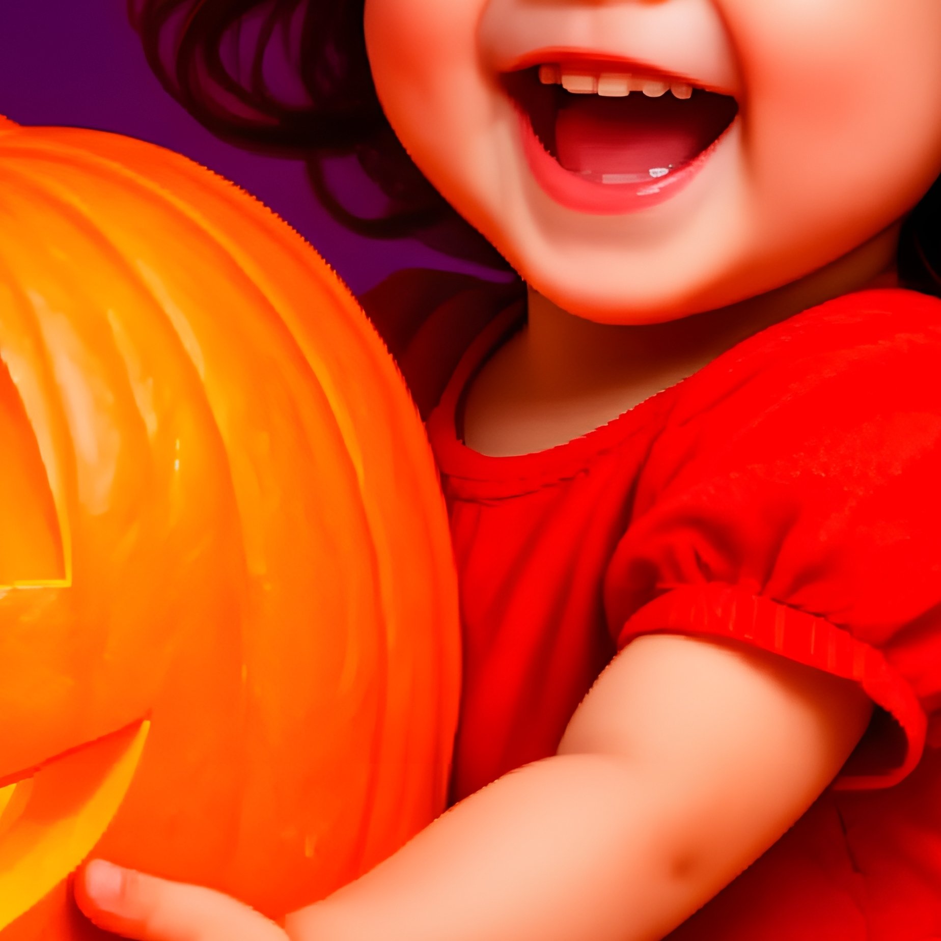 A Child Dressed As A Witch Holding A Carved Pumpkin Halloween - Full Resolution Quality Preview