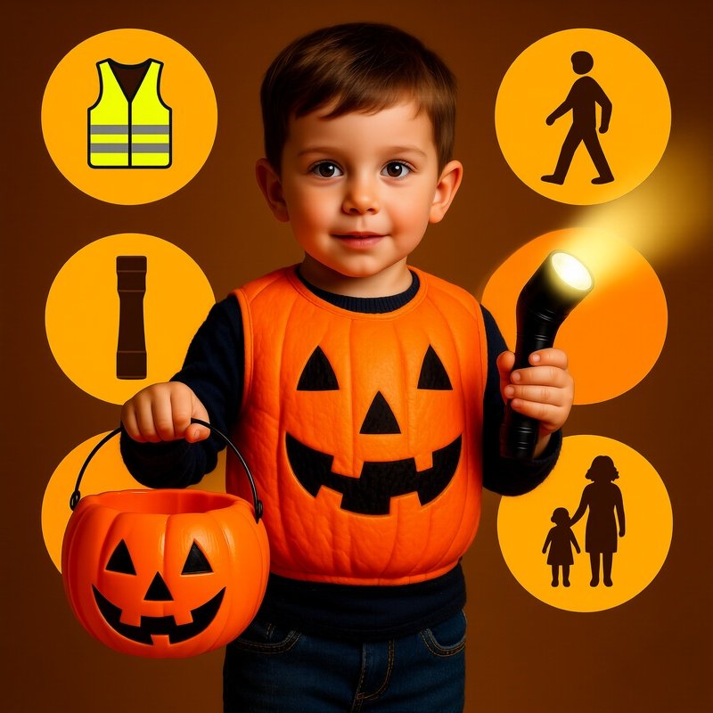 A Child Dressed For Halloween Trick Or Treating Halloween Safety