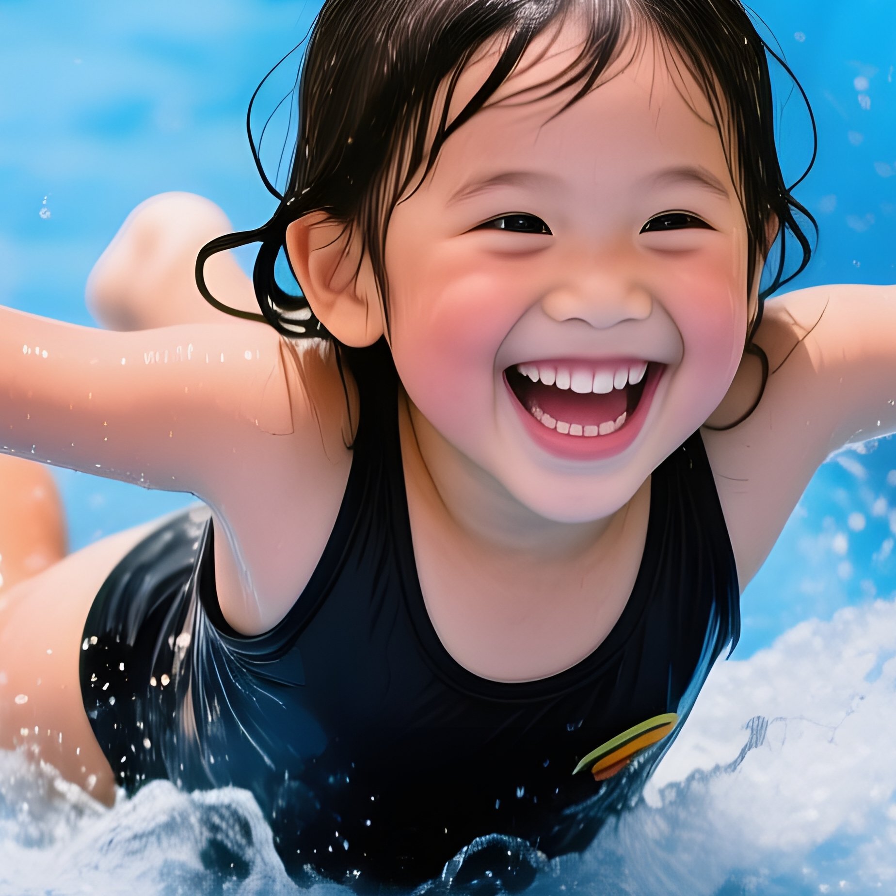 A Child Playing On A Water Slide Childhood Summer - Full Resolution Quality Preview