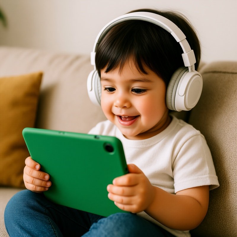 A Child Using A Tablet Child Technology