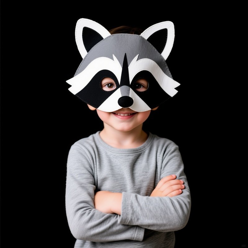 A Child Wearing A Raccoon Mask Child Raccoon Mask