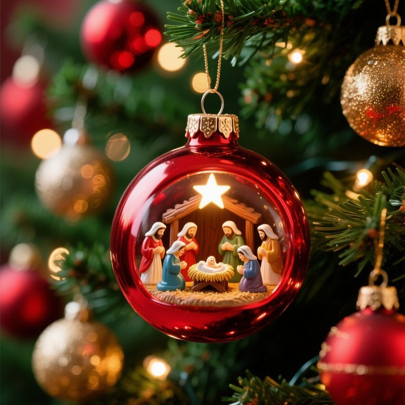 A Christmas Ornament Depicting A Nativity Scene Christmas Ornament