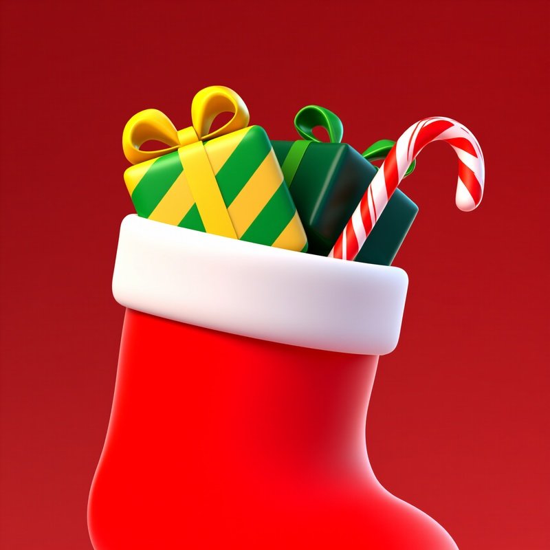 A Christmas Stocking Filled With Gifts And A Candy Cane Christmas