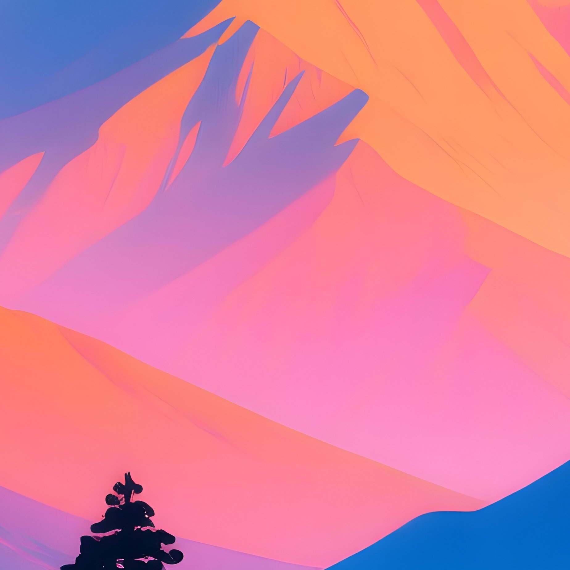 A Circular Landscape Scene Featuring Mountains And Trees - Full Resolution Quality Preview