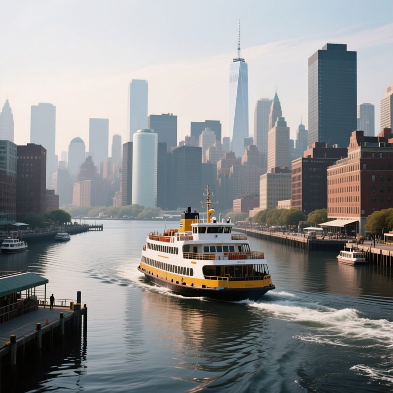 A City Ferry Crossing Between Waterfront Districts