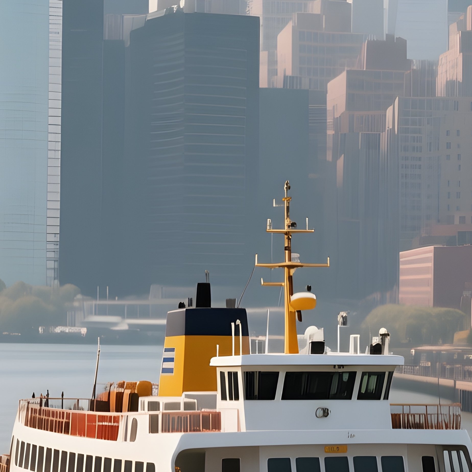 A City Ferry Crossing Between Waterfront Districts - Full Resolution Quality Preview