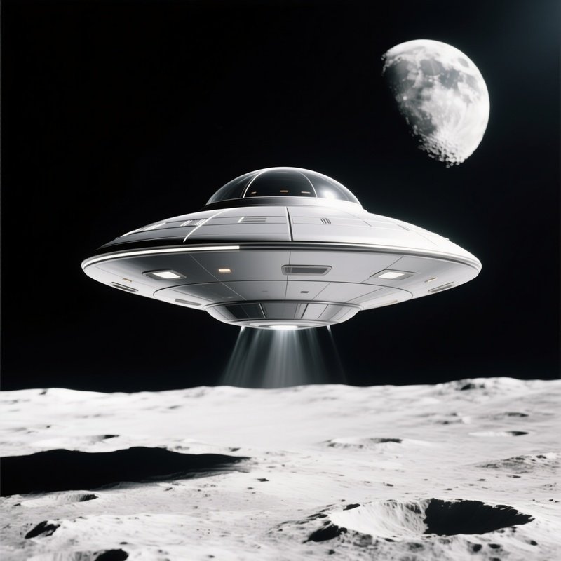 A Classic Flying Saucer Landing On The Moon