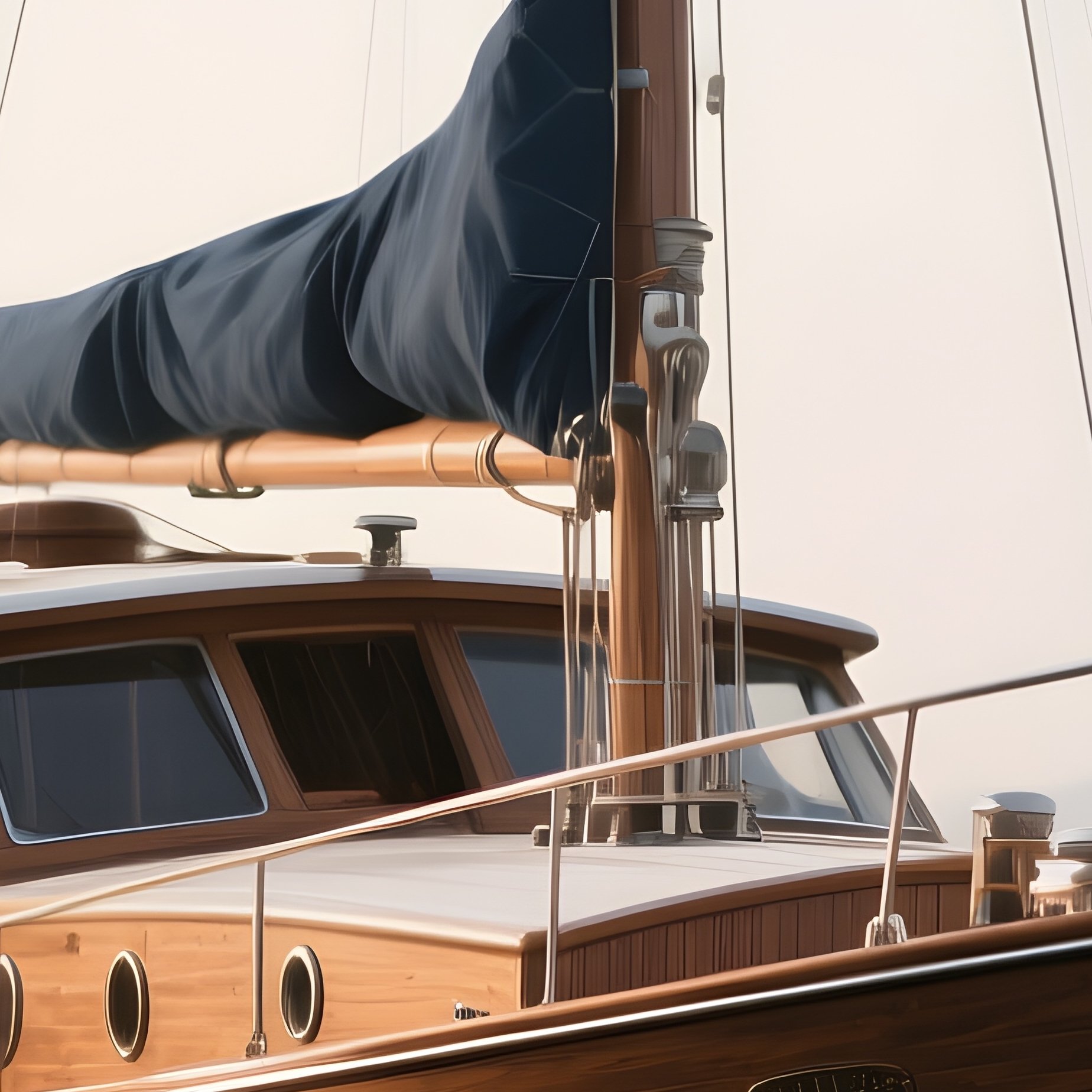 A Classic Wooden Yacht Departing From A Quiet Marina - Full Resolution Quality Preview