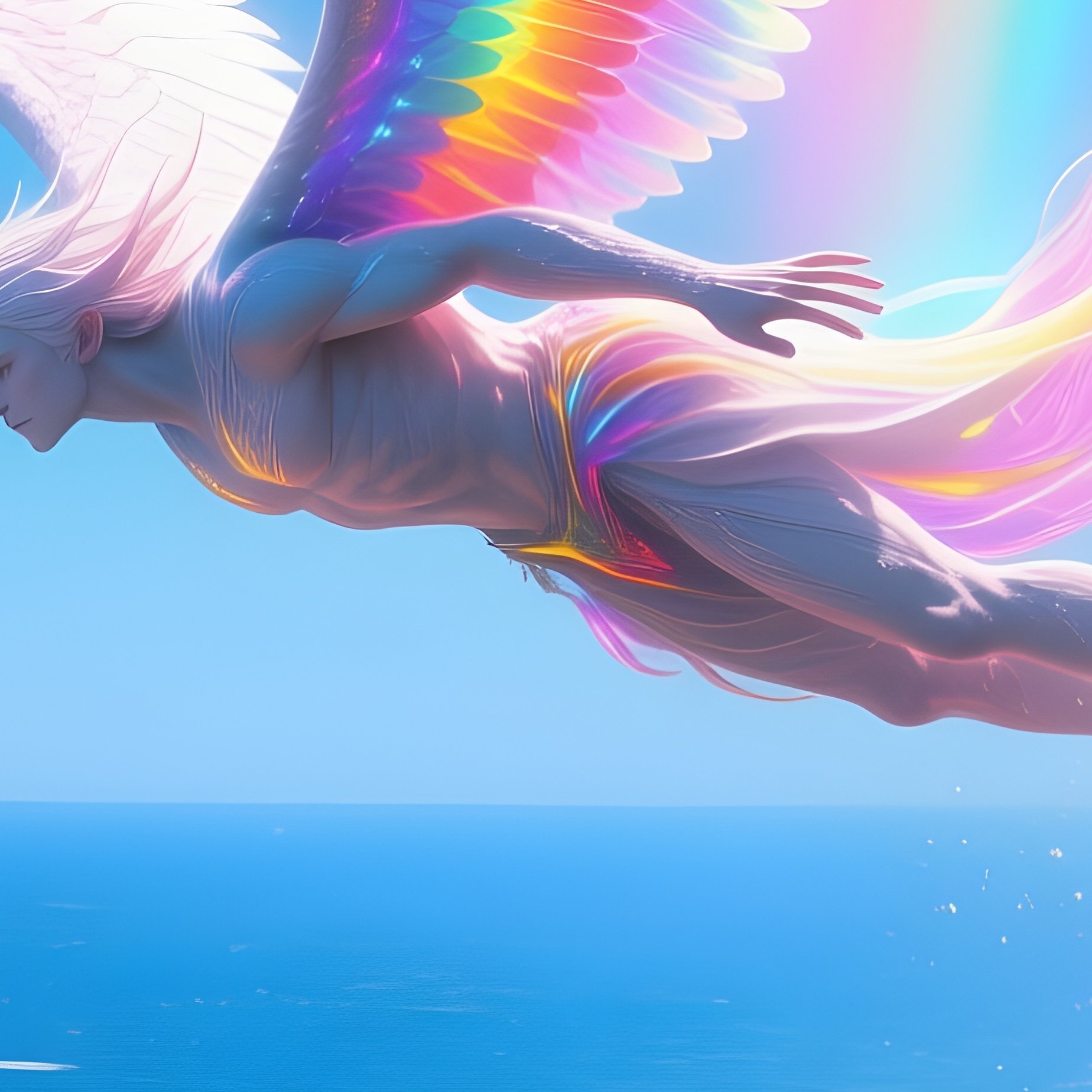 A Cliff Diver Named Ray Tide Diving Through Rainbows Into The Sea - Full Resolution Quality Preview