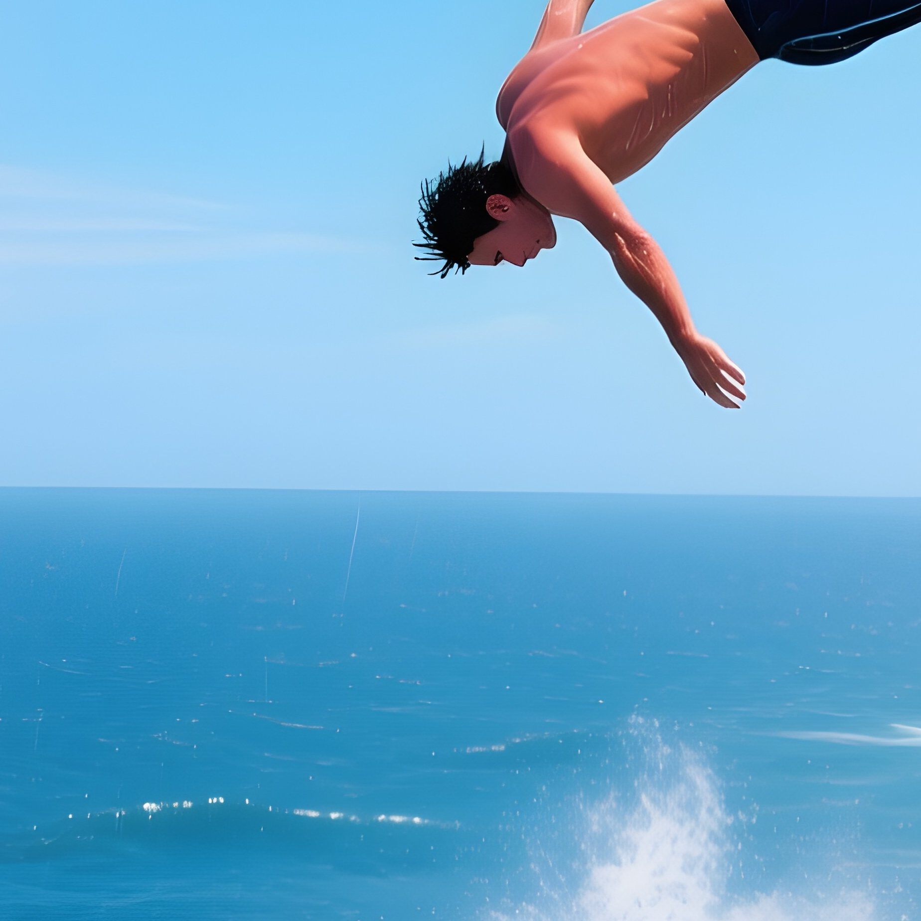 A Cliff Diver Named Ray Tide Diving Through Rainbows Into The Sea - Full Resolution Quality Preview