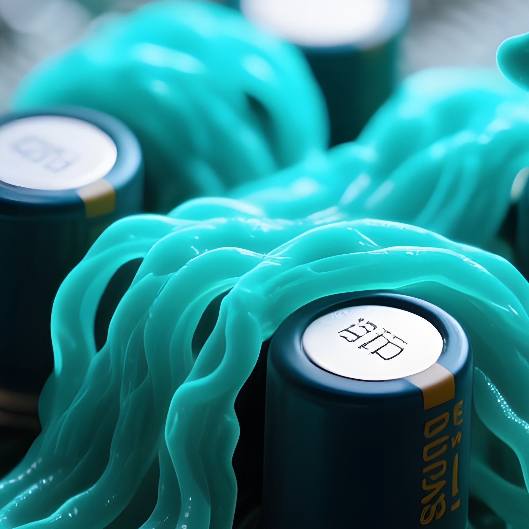 A Close‑Up Macro Shot Of A Motherboard Infected With Bright Teal Virus Filaments That Wrap Around - Full Resolution Quality Preview