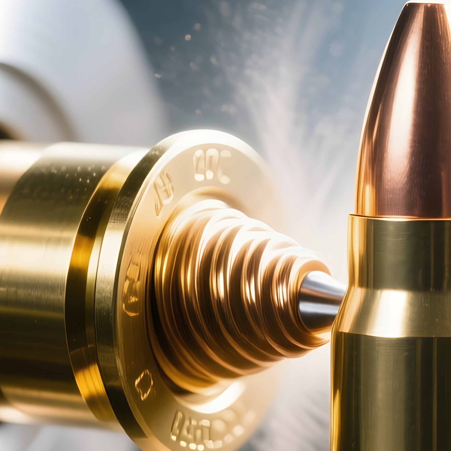 A Close Up Macro View Of A Cartridge Case Being Headspun On A Reloading Press Brass Spiraling Under - Full Resolution Quality Preview