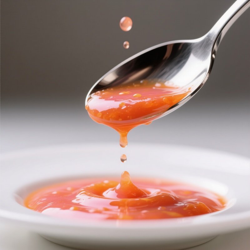 A Close Up Macro View Of A Polished Stainless Steel Spoon Dipping Into A Glossy Bowl Of Vivid