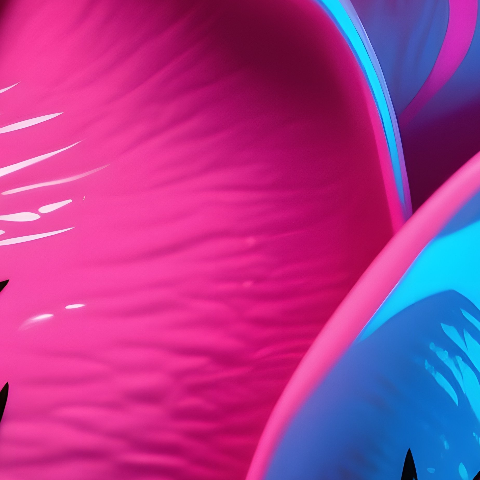 A Close‑Up Macro View Of A Pop‑Art Rosebud In Glossy Pink And Electric Blue, Studio Lighting - Full Resolution Quality Preview