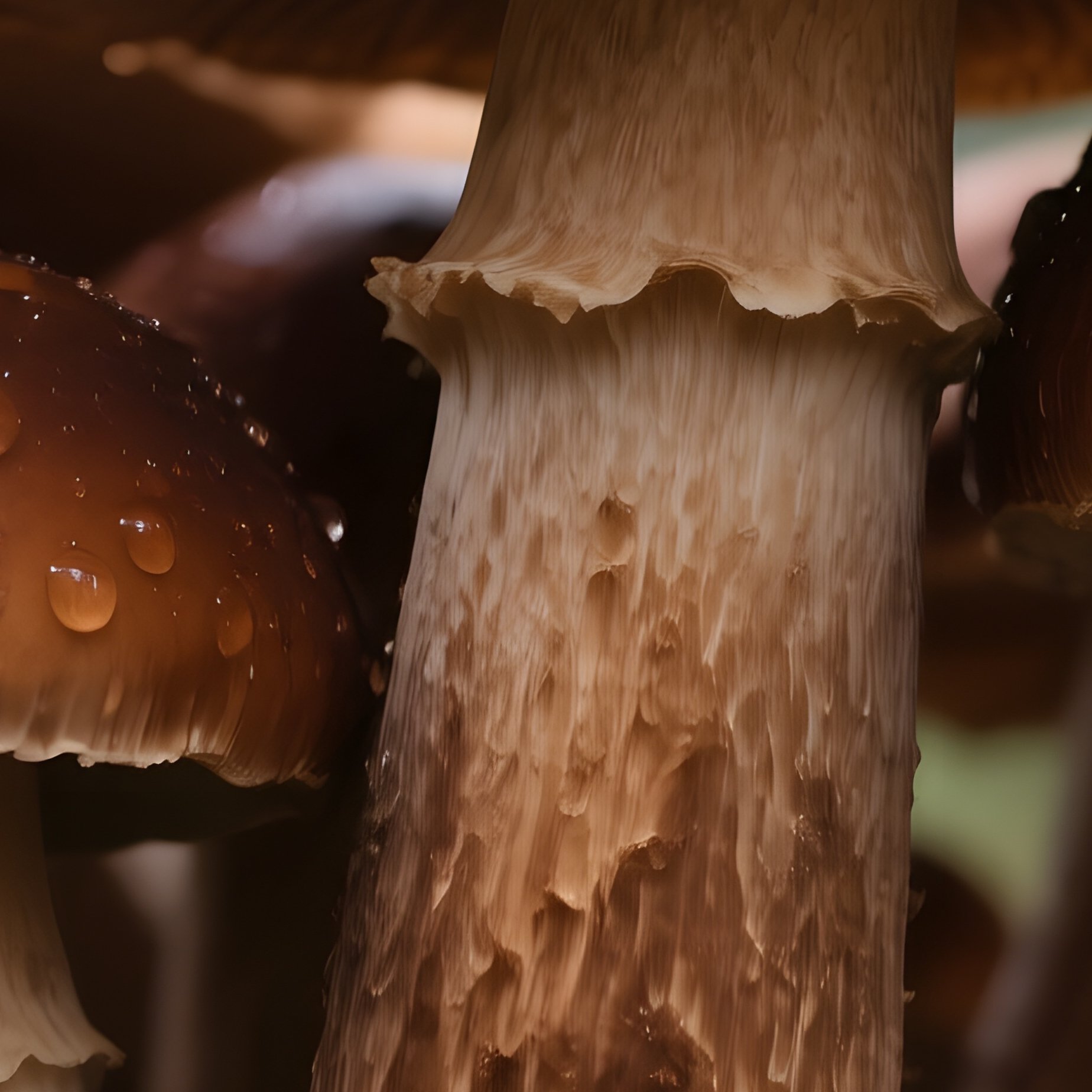 A Close‑Up Of A Cluster Of Brown Bolete Mushrooms With Thick Stems Emerging From Rich Dark Soil, - Full Resolution Quality Preview