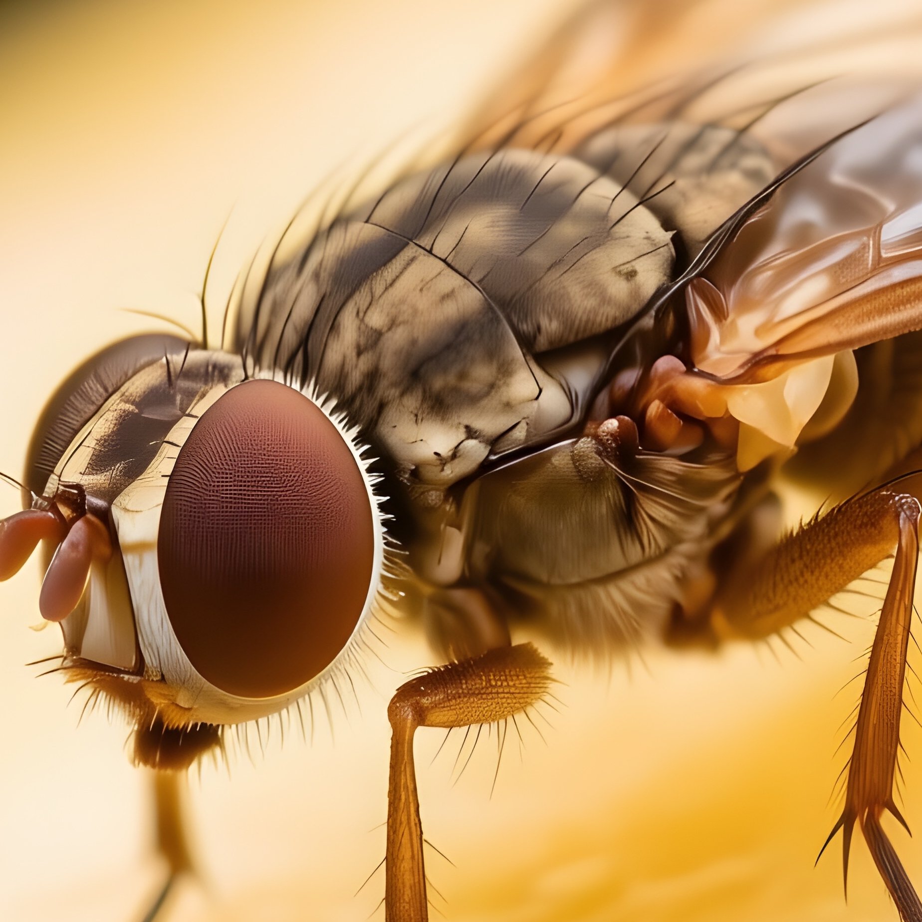 A Close Up Of A Fruit Fly On A Piece Of Banana - Full Resolution Quality Preview