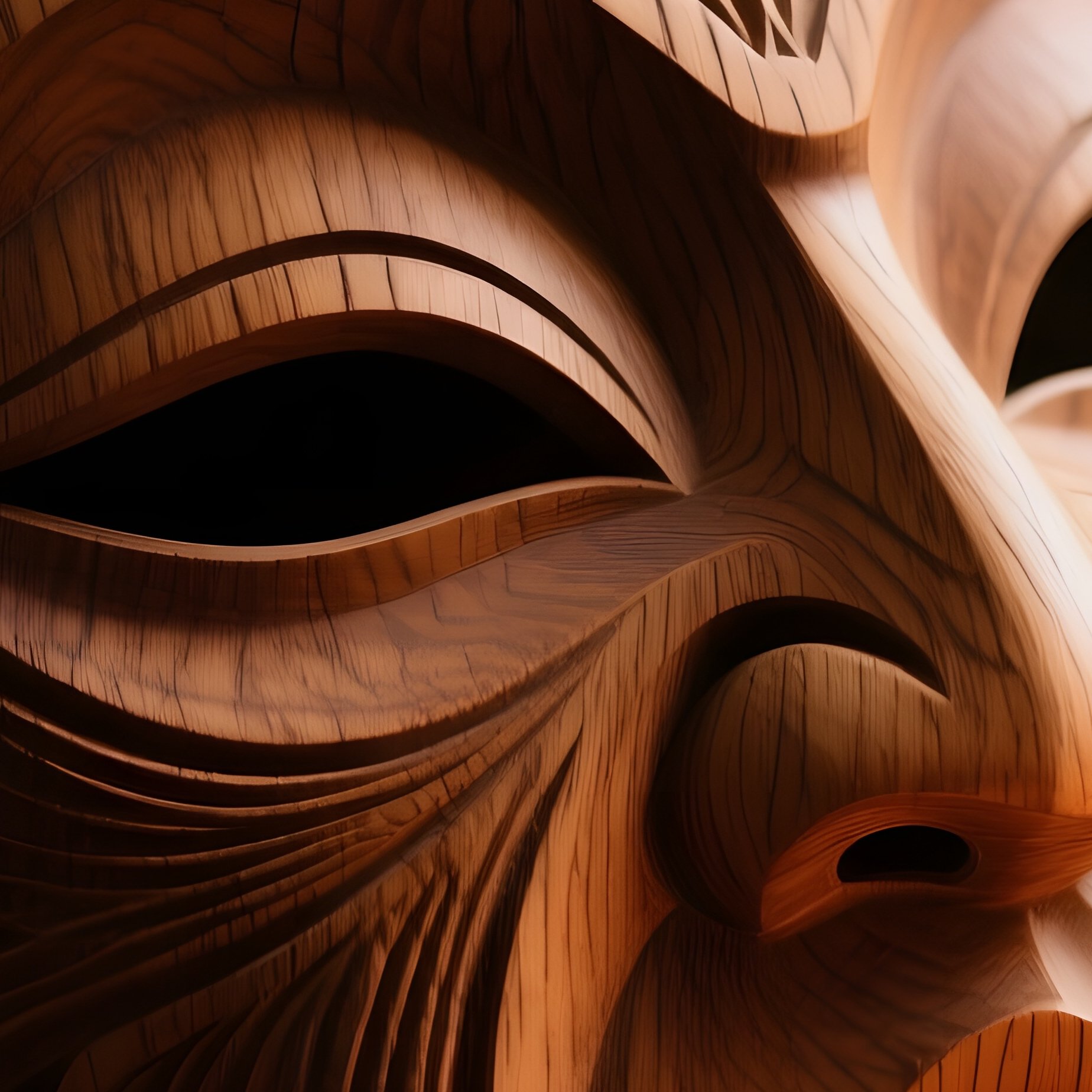 A Close‑Up Of A Hand‑Carved Wooden Mask Resting On A Velvet Cloth, Soft Candlelight Highlighting - Full Resolution Quality Preview