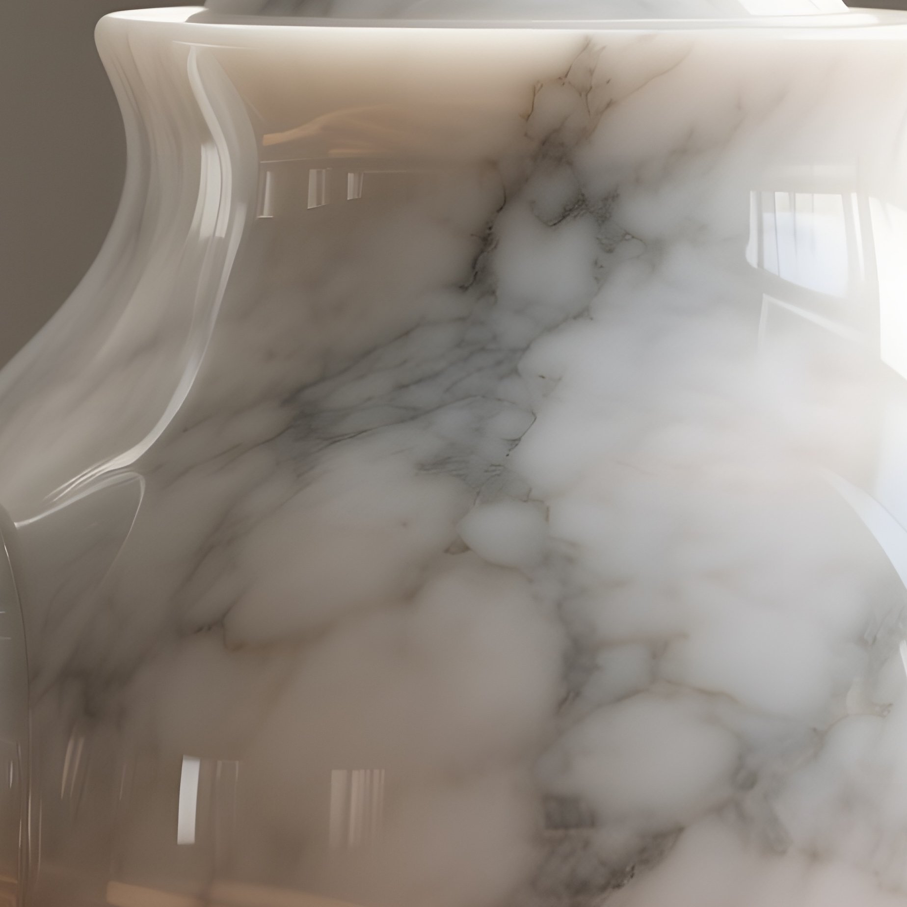 A Close‑Up Of A Polished Marble Teapot Sculpture On A Wooden Table, Soft Morning Light Highlighting - Full Resolution Quality Preview