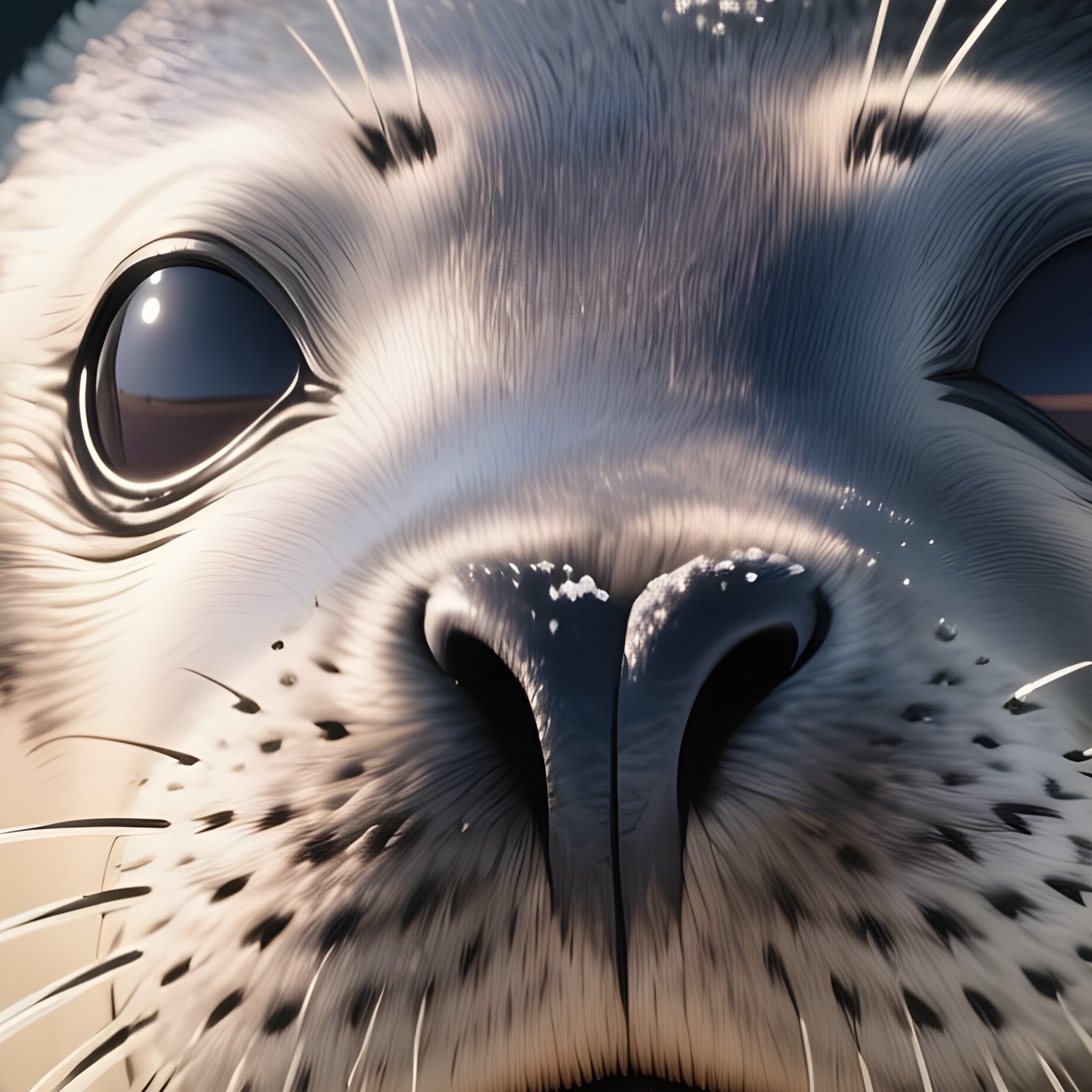 A Close Up Of A Seal'S Whiskered Face Peeking Through A Hole In The Ice Near An Igloo Entrance, Its - Full Resolution Quality Preview