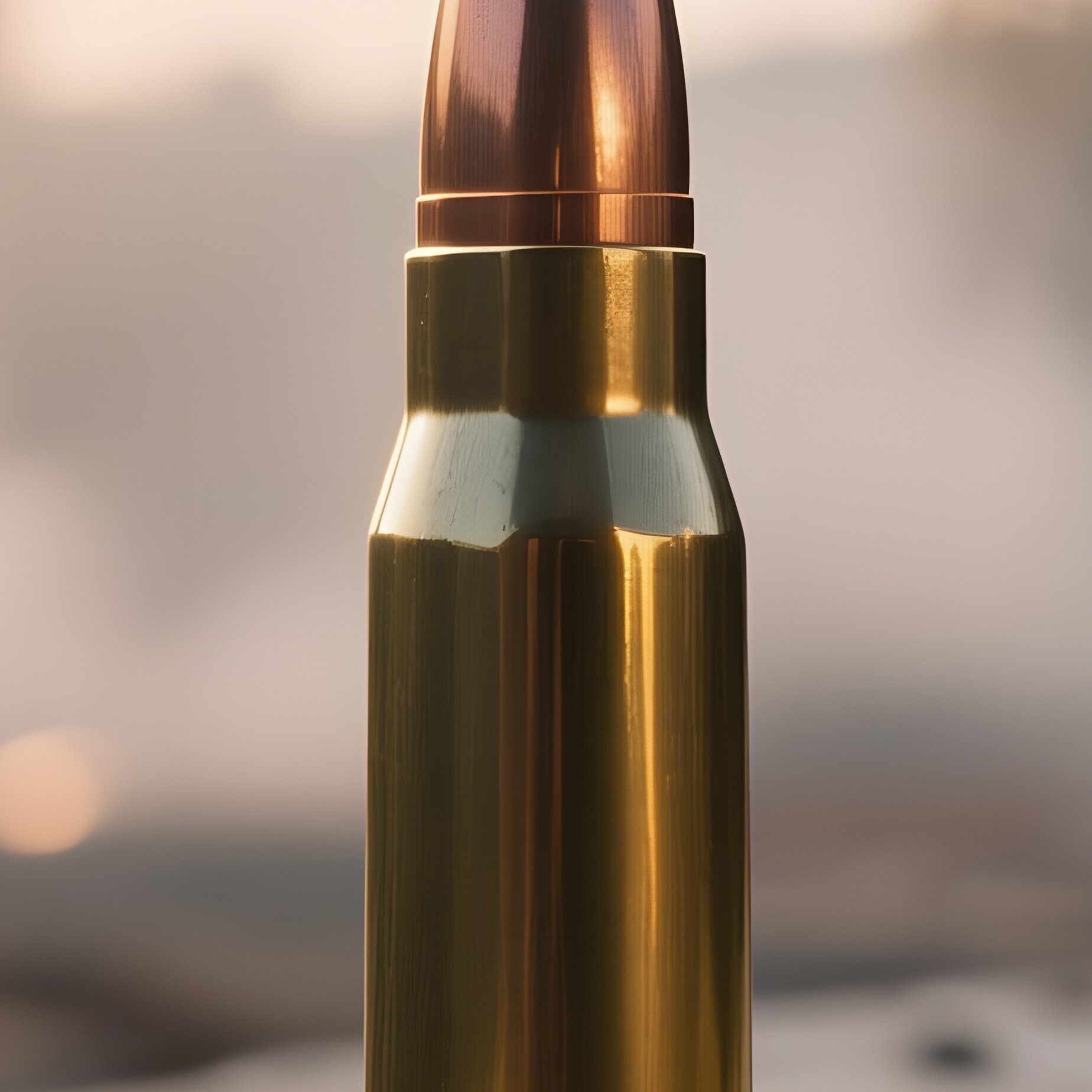 A Close‑Up Of A Single 5.56Mm Nato Round Perched On A Cracked Concrete Slab, The Primer Glinting As - Full Resolution Quality Preview