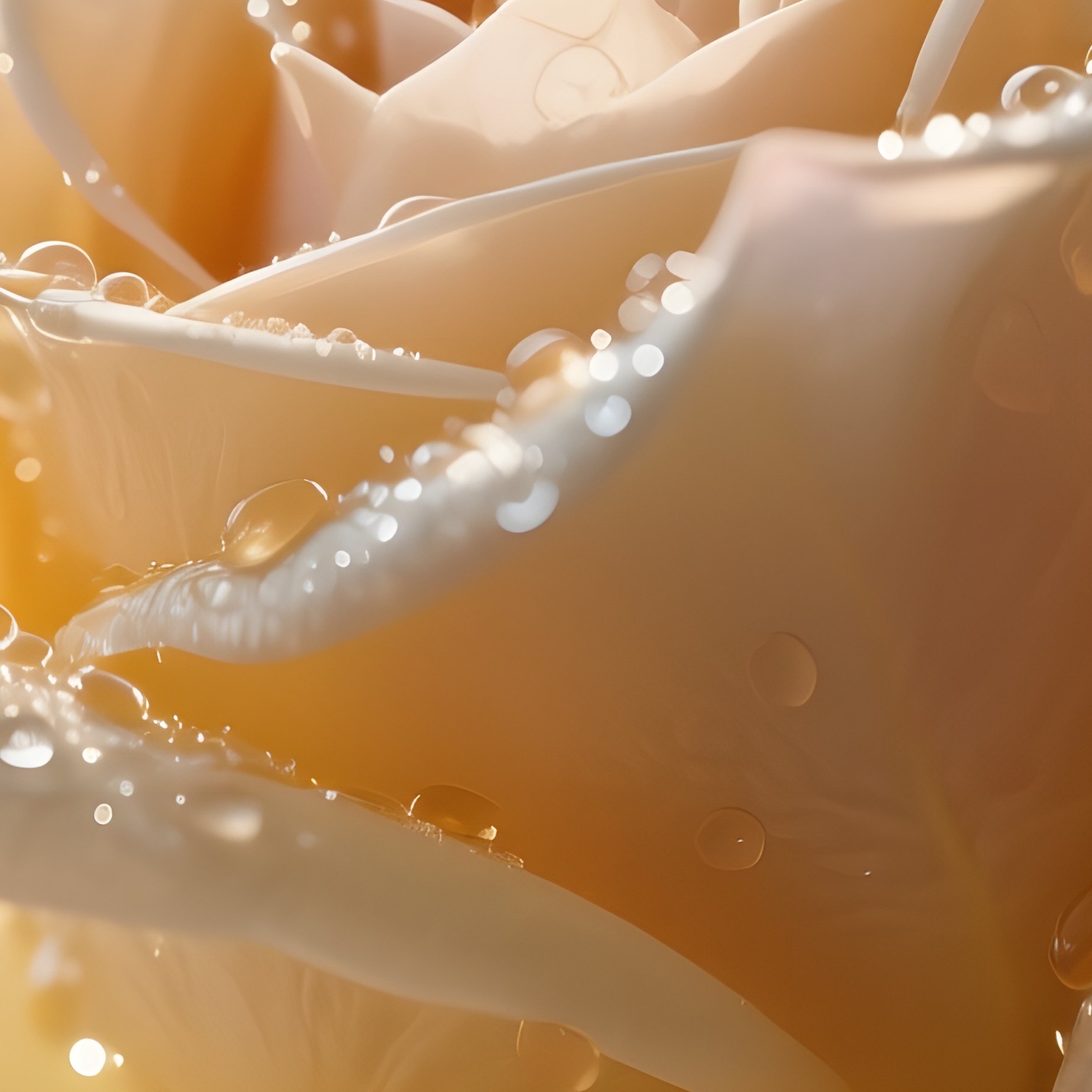 A Close‑Up Of A Single Dewy Sugar Rose Petal, Droplets Of Honey Reflected In Its Translucent - Full Resolution Quality Preview