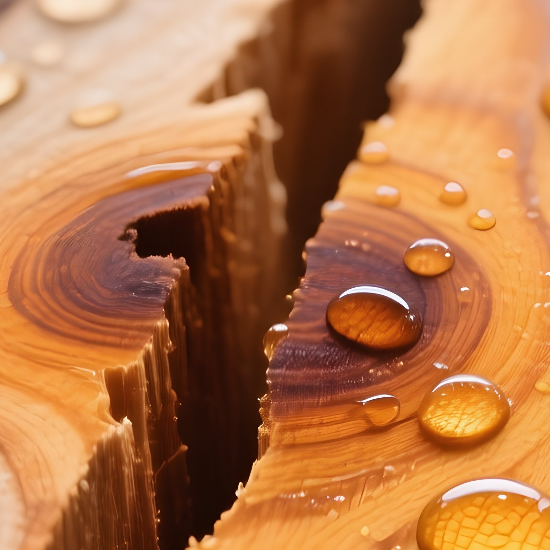 A Close‑Up Of A Split Cedar Board Revealing Bright Honey‑Colored Heartwood Contrasted With Darker - Full Resolution Quality Preview