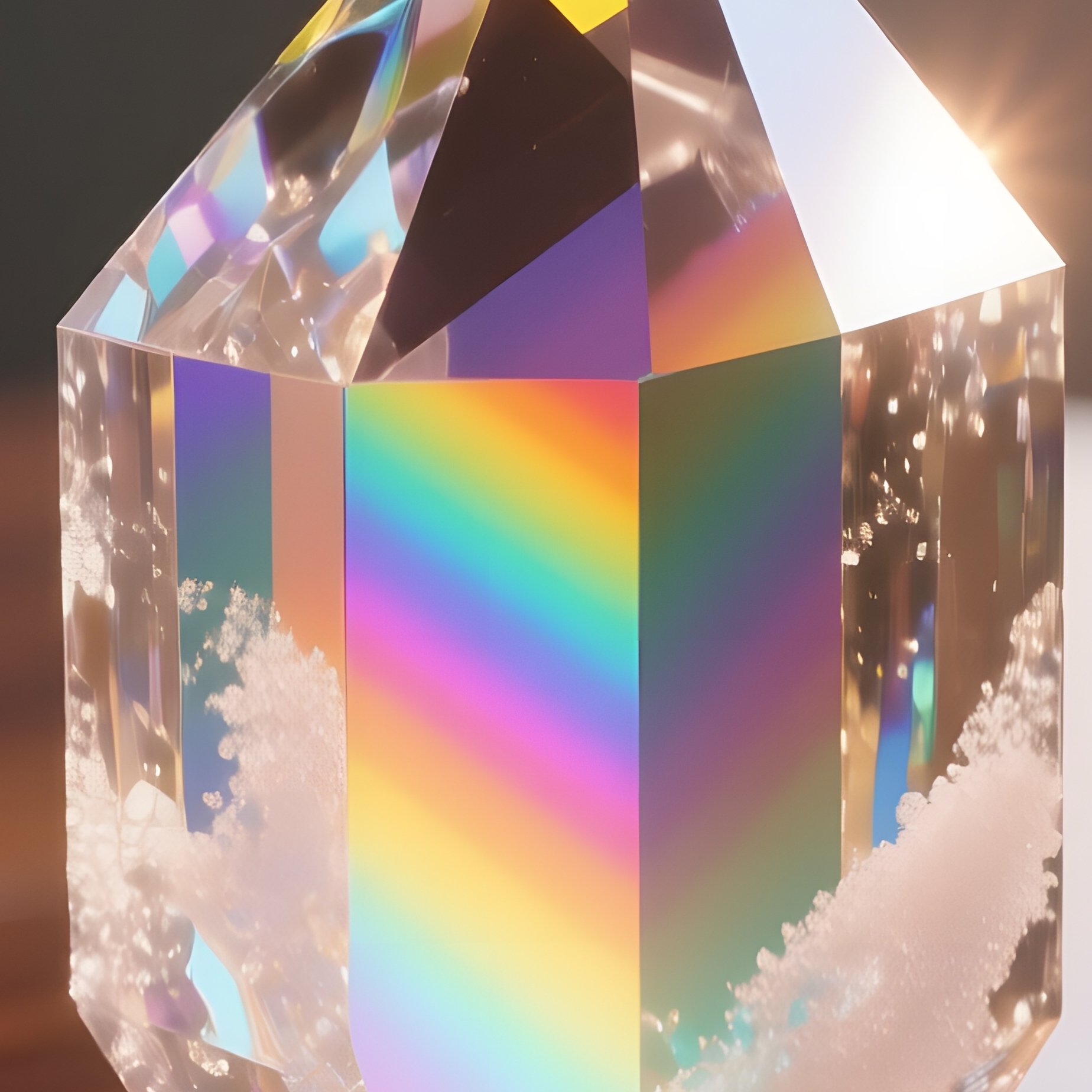 A Close‑Up Of A Sugar Crystal Prism Catching The Sunrise, Scattering Rainbow Hues Across A Polished - Full Resolution Quality Preview