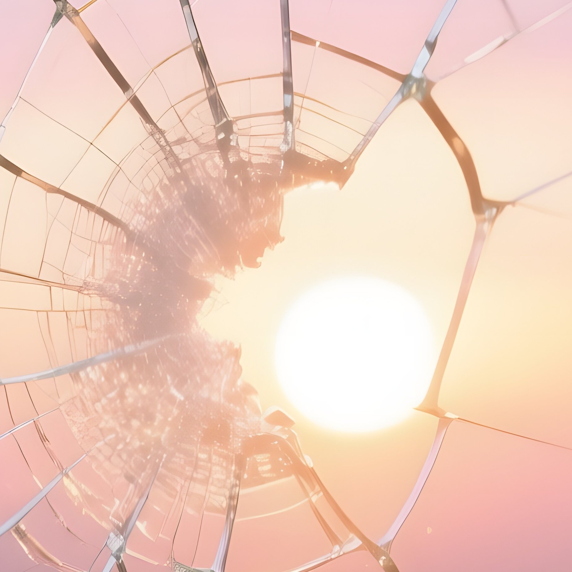 A Close‑Up Of A Sugar Glass Windowpane, Its Surface Cracked In Delicate Veins That Catch The Warm - Full Resolution Quality Preview