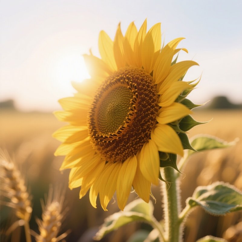 A Close‑Up Of A Sunflower Head Turned Toward The Sun, Each Seed Pattern Crisp And Detailed,