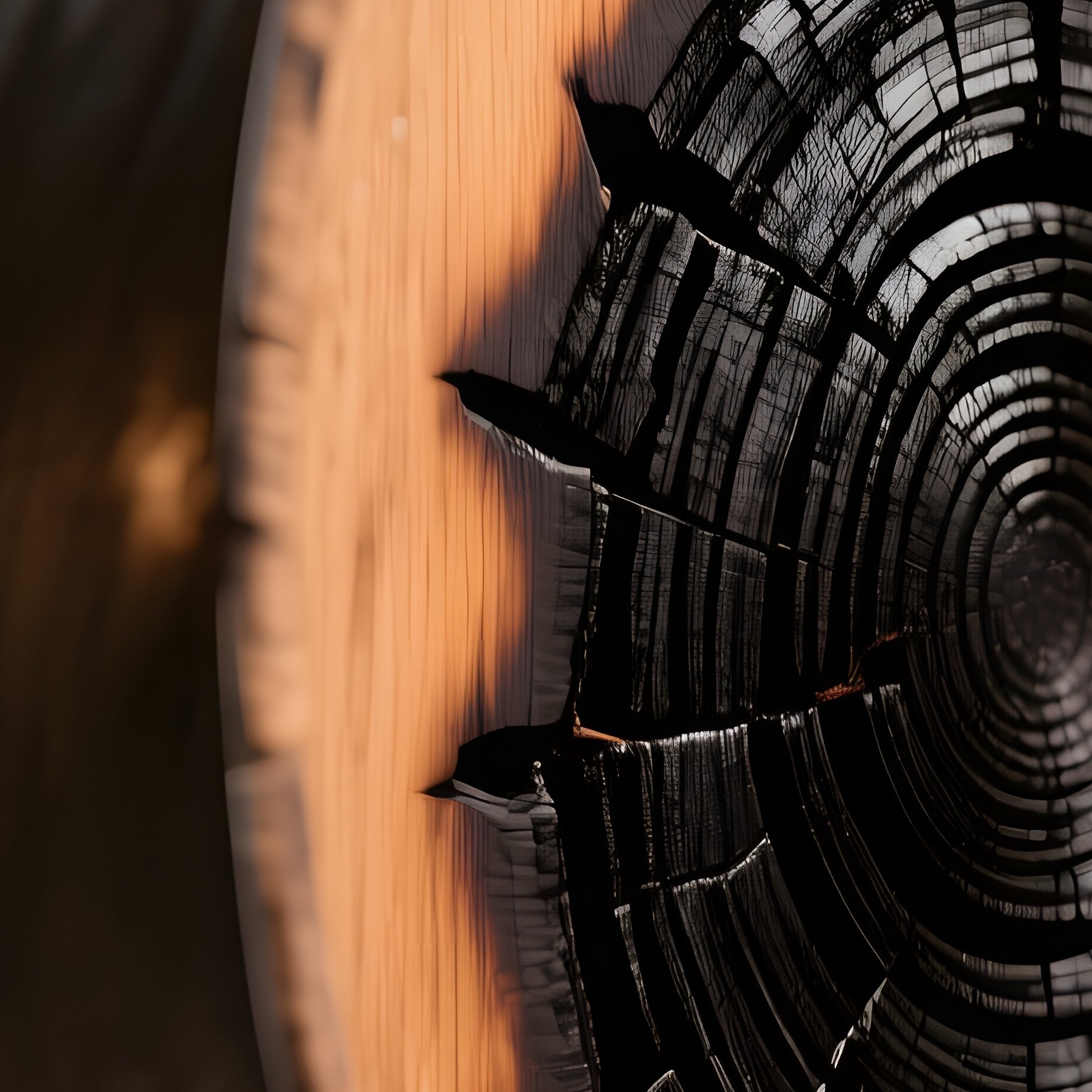 A Close‑Up Of A Wooden Wine Barrel’S Staves, Charred On The Inside Showing Deep Black Rings, The - Full Resolution Quality Preview