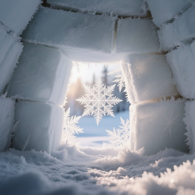 A Close Up Of Frost Patterns Forming On The Interior Walls Of An Igloo As Sunlight Filters Through