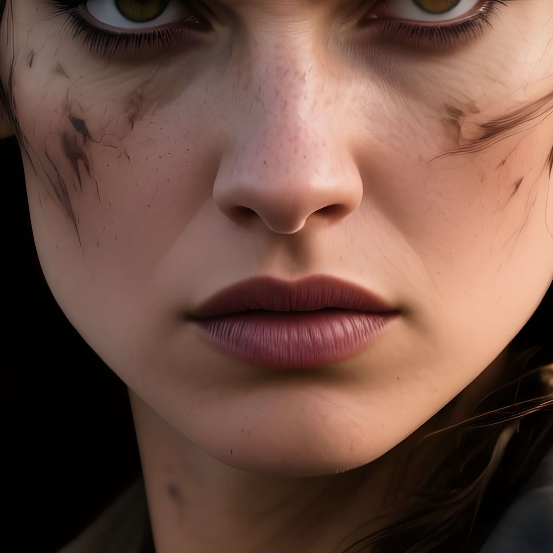 A Close‑Up Portrait Of A Fierce Female Pirate With A Weathered Tricorn Hat, Windblown Hair, - Full Resolution Quality Preview