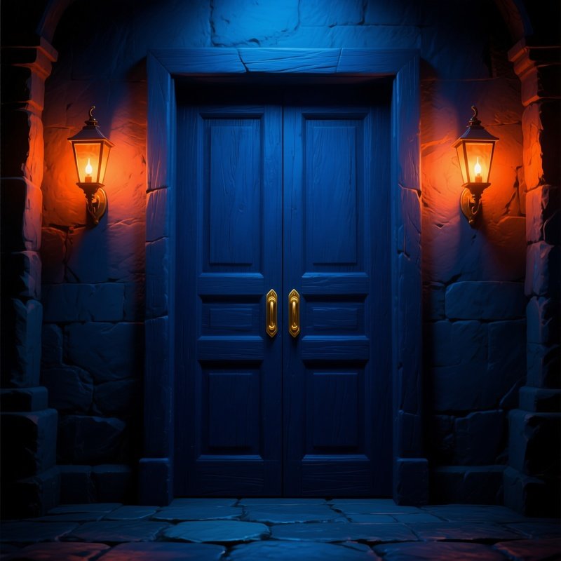 A Closed Wooden Door Door Lantern