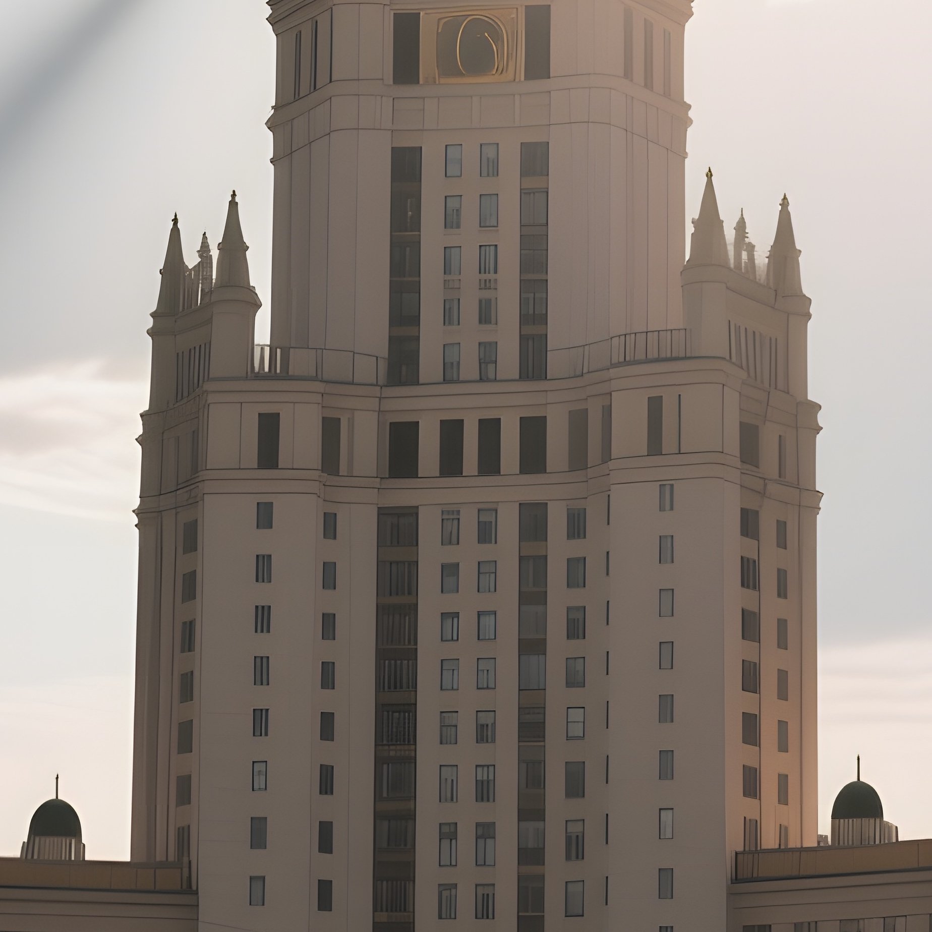A Cloudy Day Where The Sun Breaks Through Briefly, Casting A Dramatic Spotlight On The Top Spire Of - Full Resolution Quality Preview