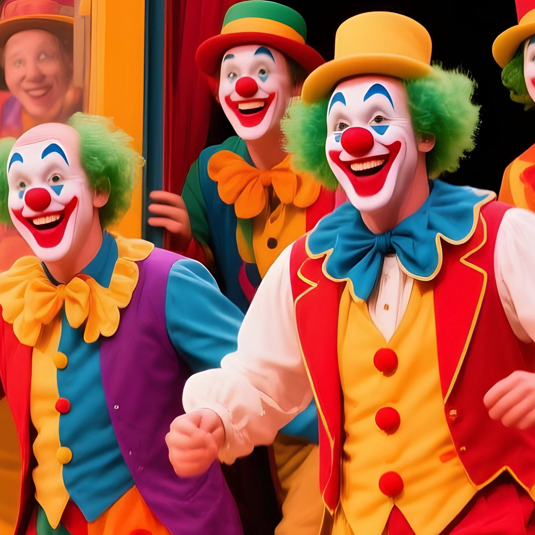 A Clown Car Arriving With Doors Opening To Reveal Performers - Full Resolution Quality Preview