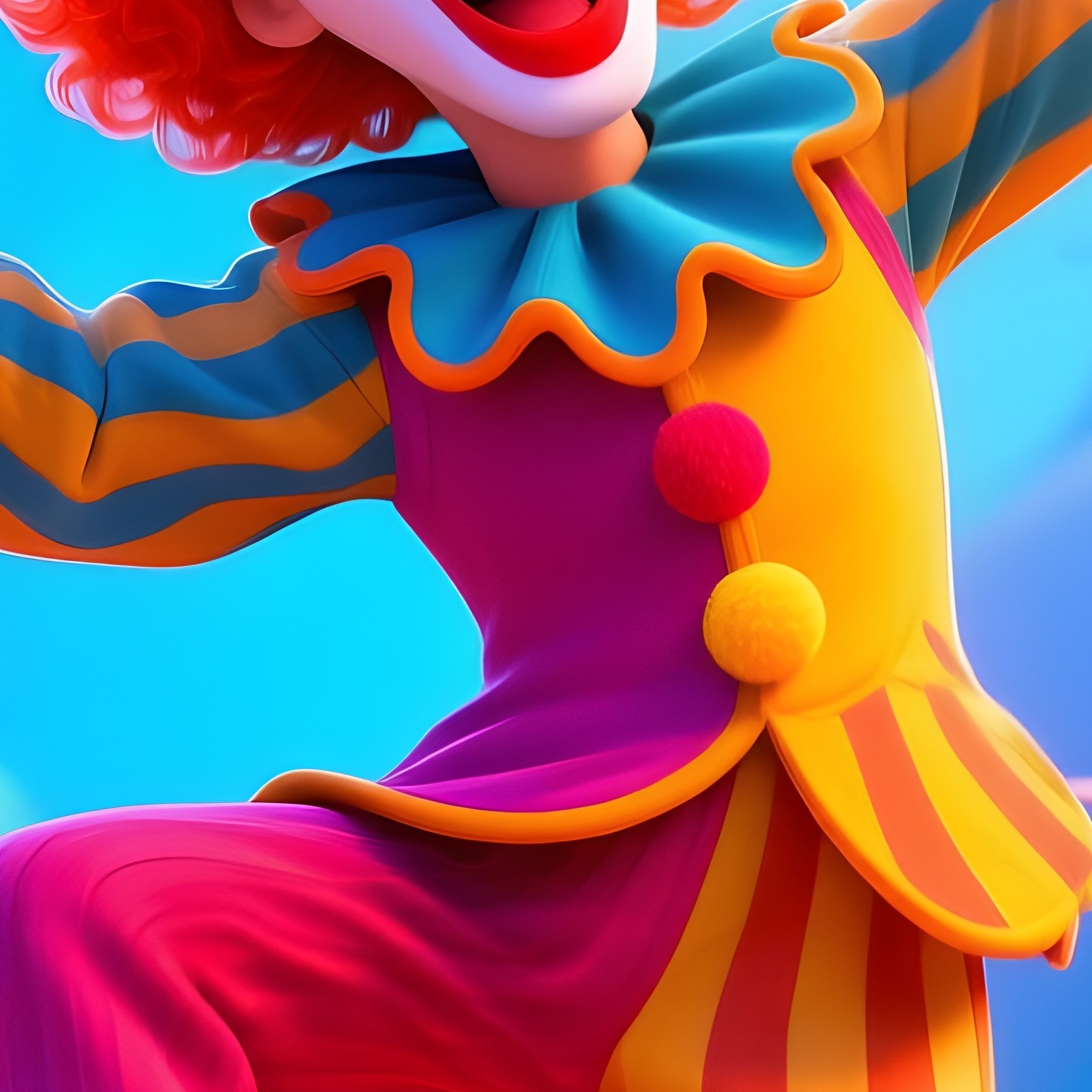 A Clown Dancing With Exaggerated Joy As Band Plays Behind - Full Resolution Quality Preview
