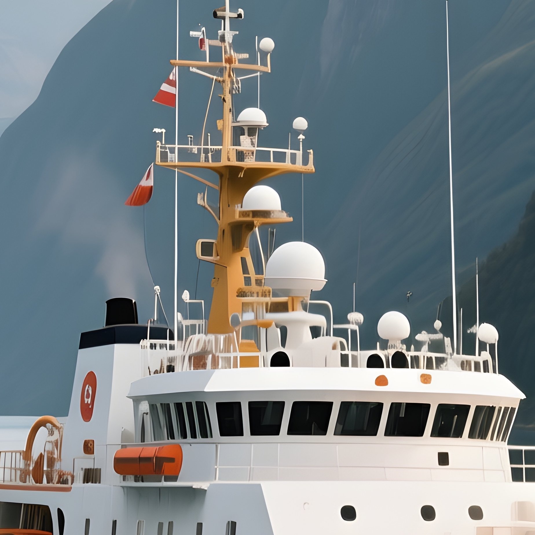 A Coast Guard Cutter Cruising Along A Deep Fjord - Full Resolution Quality Preview