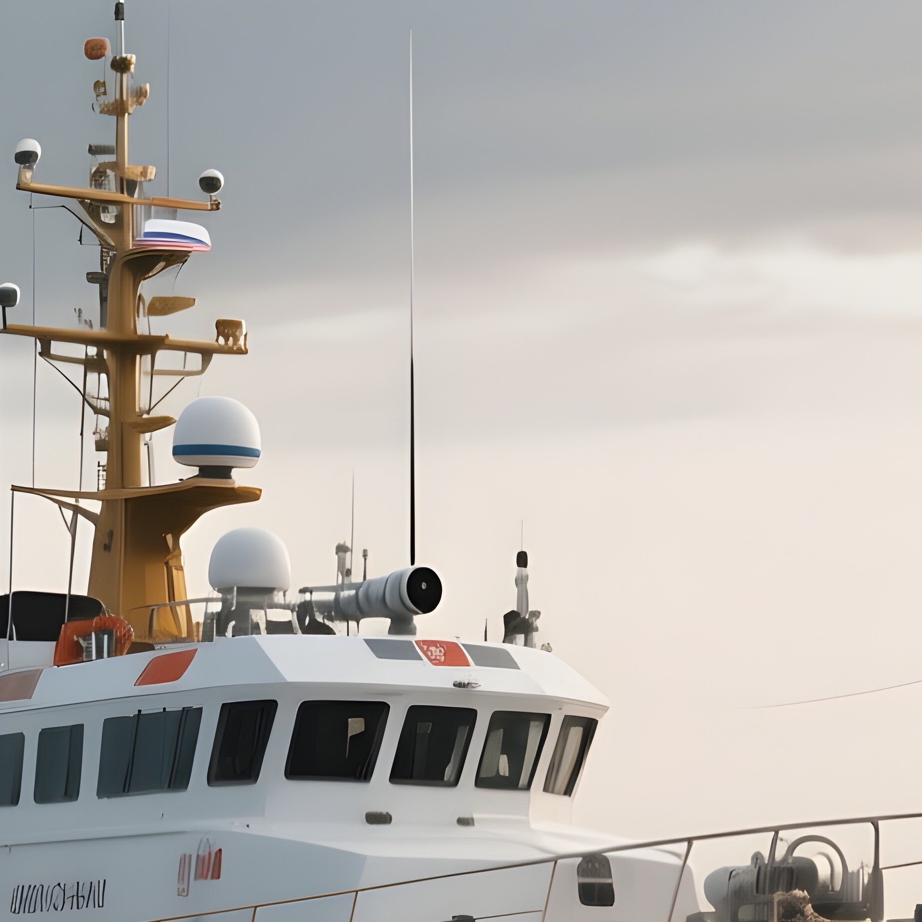 A Coast Guard Patrol Boat Scanning The Horizon Under Cloudy Skies - Full Resolution Quality Preview