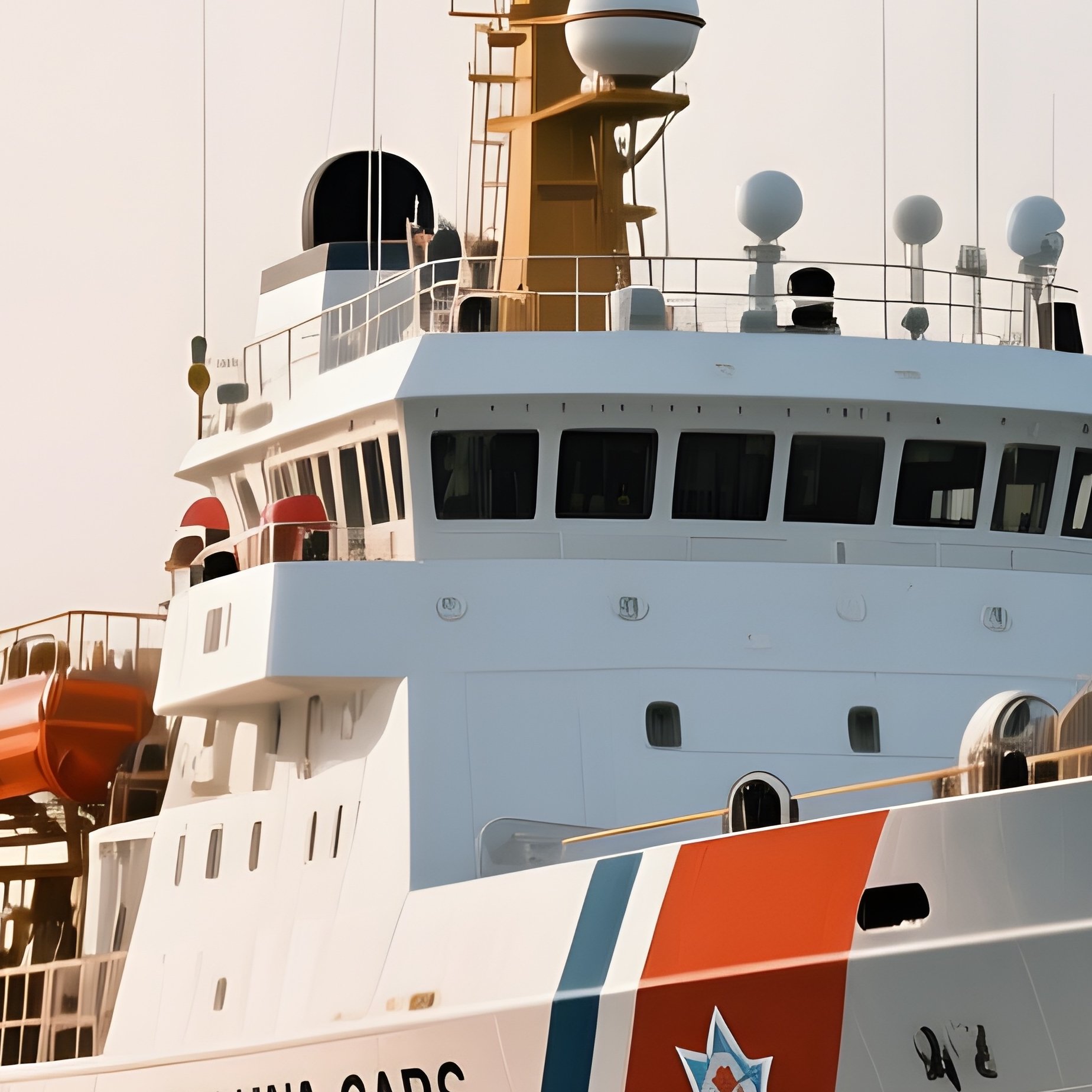 A Coast Guard Vessel Approaching A Harbor Entrance - Full Resolution Quality Preview