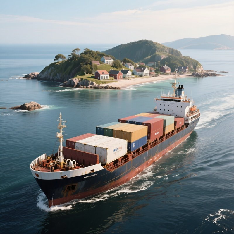 A Coastal Cargo Ship Transporting Goods To Small Island Towns