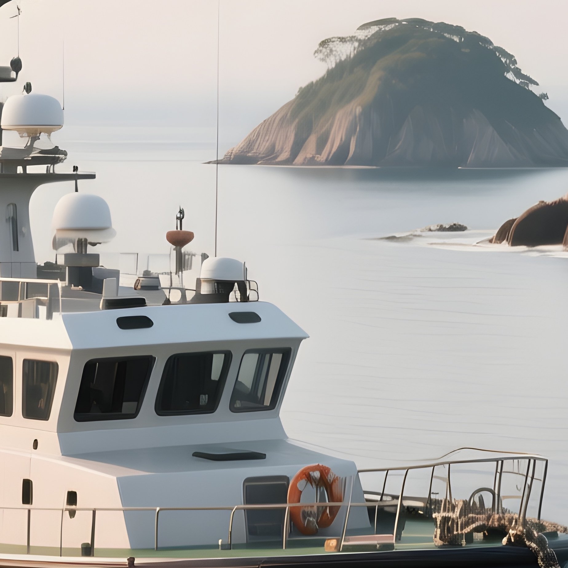 A Coastal Patrol Boat Near A Chain Of Small Islands - Full Resolution Quality Preview