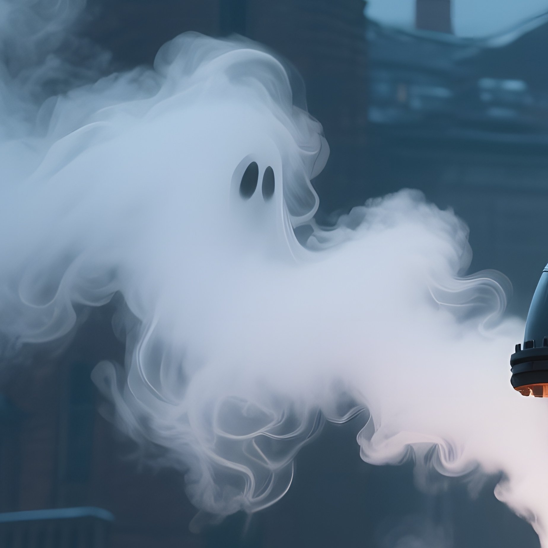 A Cold Evening With Steam Rising From A Nearby Hot Water Pipe, Casting Ghostly Curls Around The - Full Resolution Quality Preview