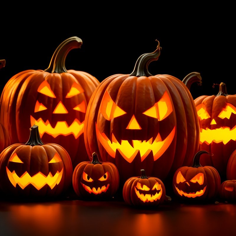 A Collection Of Carved Pumpkins Halloween Pumpkins