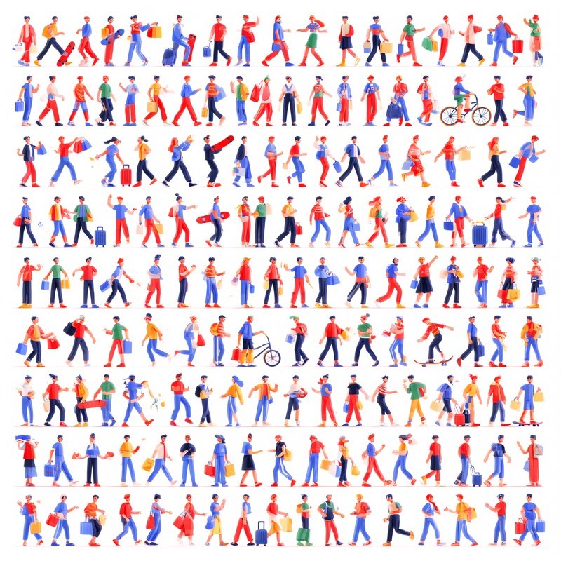 A Collection Of Diverse Human Characters In Various Activities