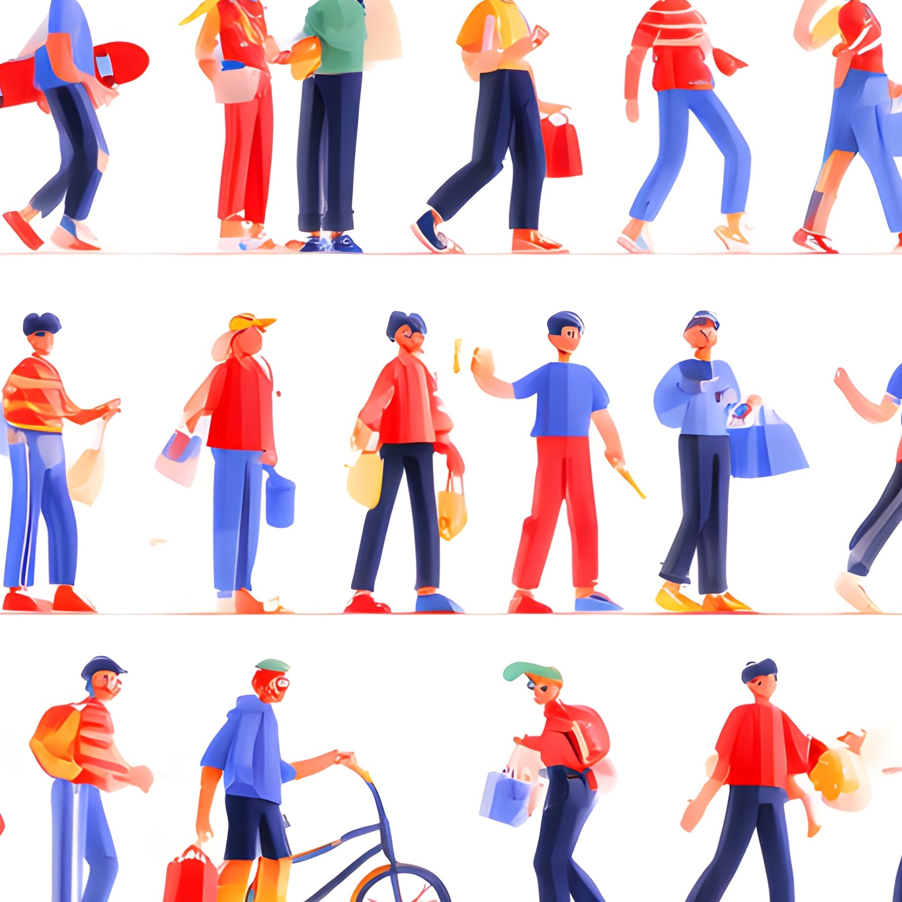 A Collection Of Diverse Human Characters In Various Activities - Full Resolution Quality Preview