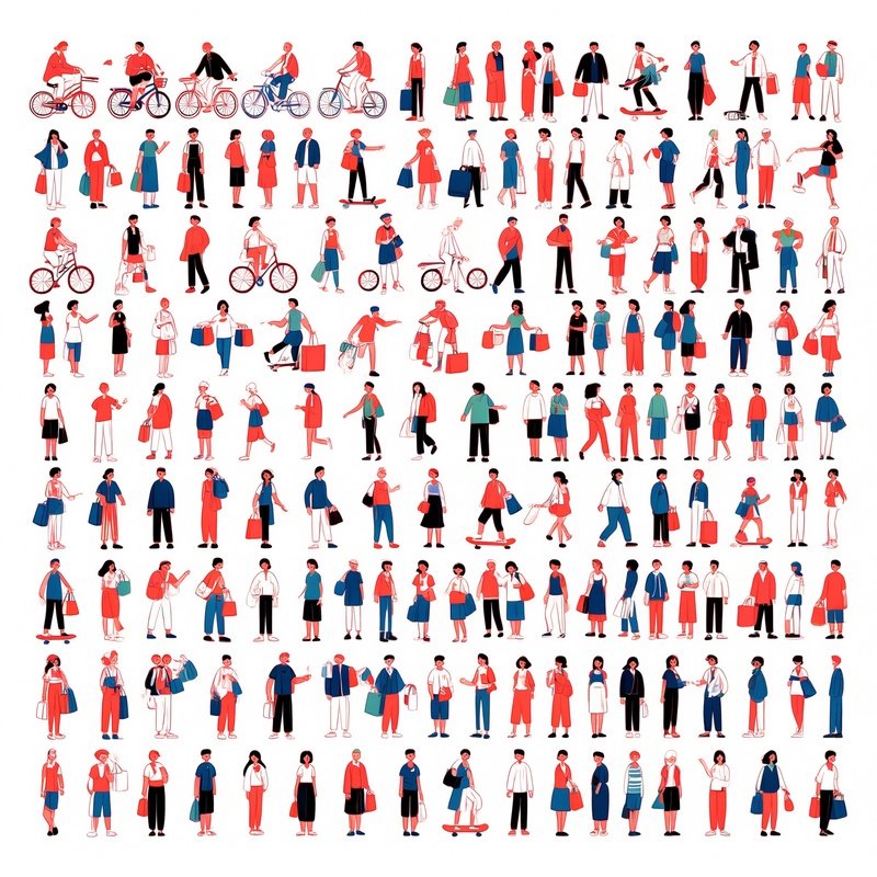 A Collection Of Diverse Human Figures In Various Activities And